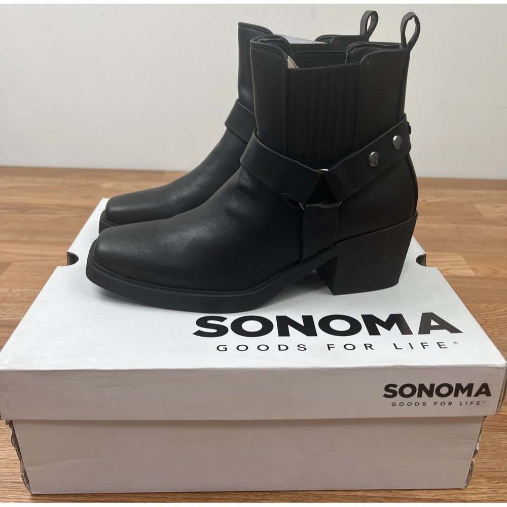 Sonoma Whiskey Black Boots Women's Size 5 Ankle Booties Western NEW
